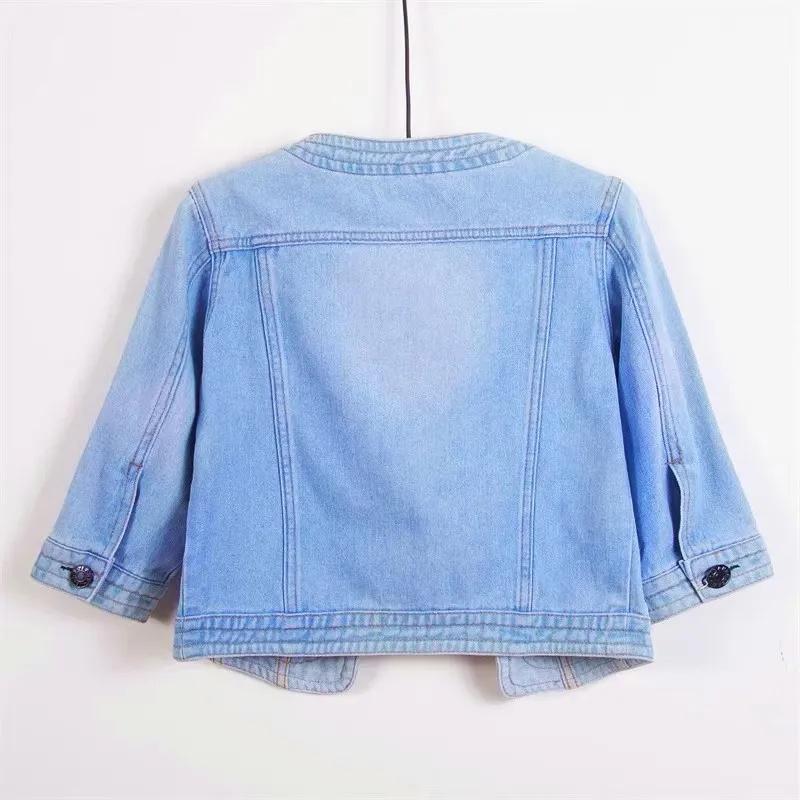 6XL Jeansjacke mit Viertelärmeln und Rundhalsausschnitt für Damen, Sommer Frühling, Kurzes lockeres Oberteil, Kombiniert mit Kleid, Cowboy-Außenbekleidung