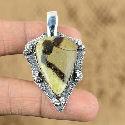 Natural Septarian Gemstone Indian Jewelry 925 Sterling Silver Pendant For Women