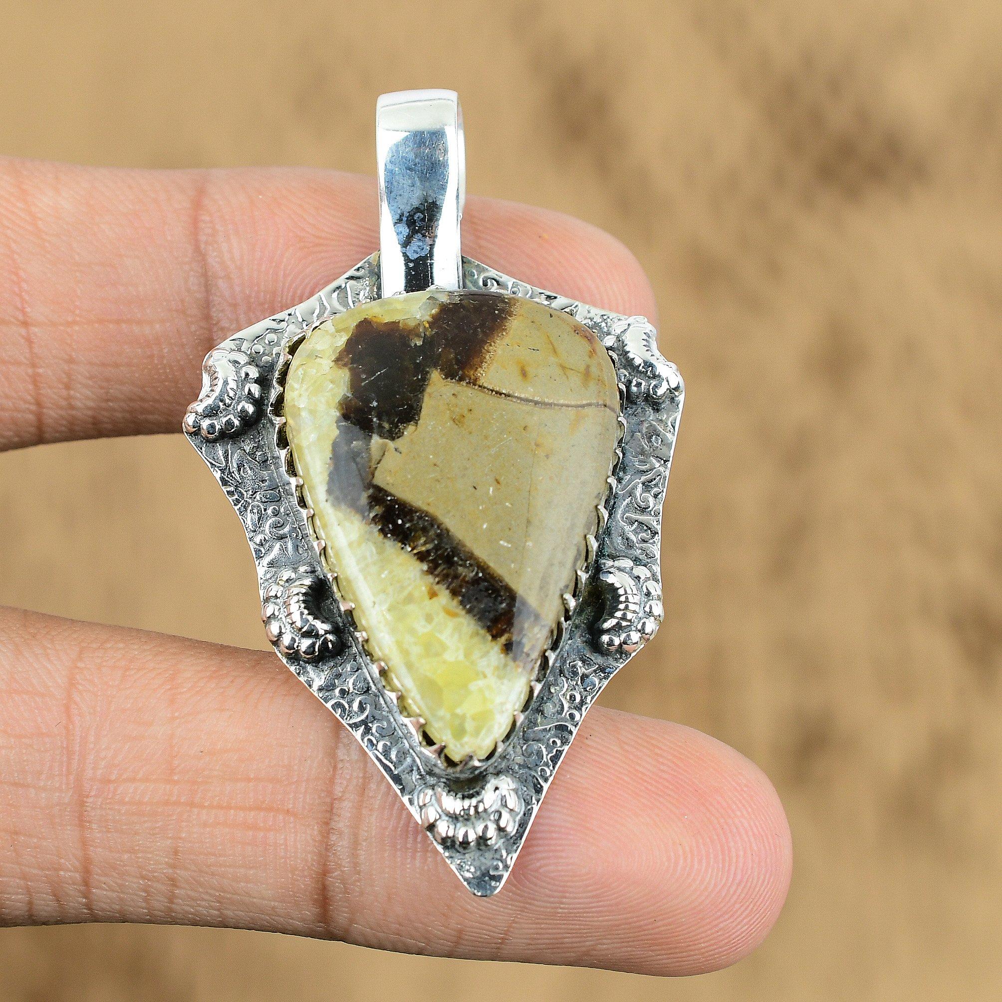 

Natural Septarian Gemstone Indian Jewelry 925 Sterling Silver Pendant For Women