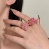 Korean Style Y2K Open Ring Firework Finger Buckle Cute Beaded Flower  Ring  Decoration
