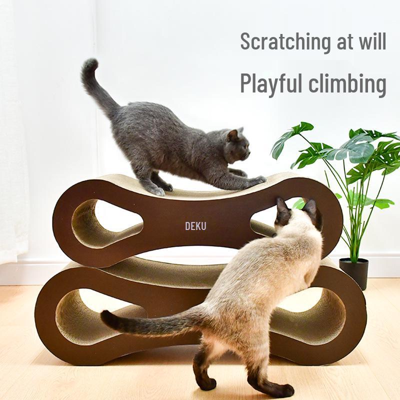 Deko Multi-Size Figure 8 Cat Scratcher Toy - Corrugated Cardboard for Kittens