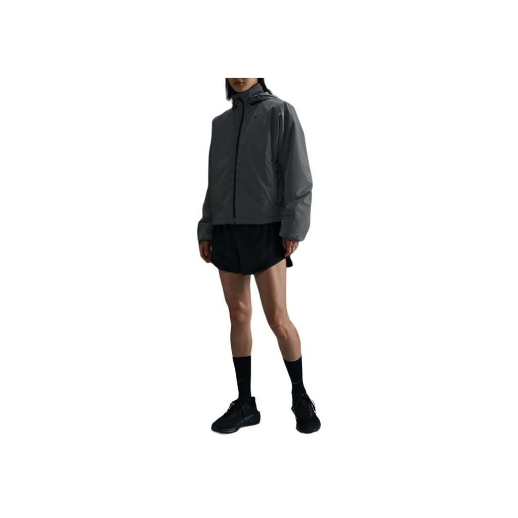 Nike Removable Logo Long Sleeve Loose Cotton Jacket Women jackets Black FV6421-011
