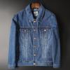 Men's Solid Color Denim Jacket - Long-Sleeve, Loose Fit, Casual Workwear, Spring Collection, Large Sizes Available.