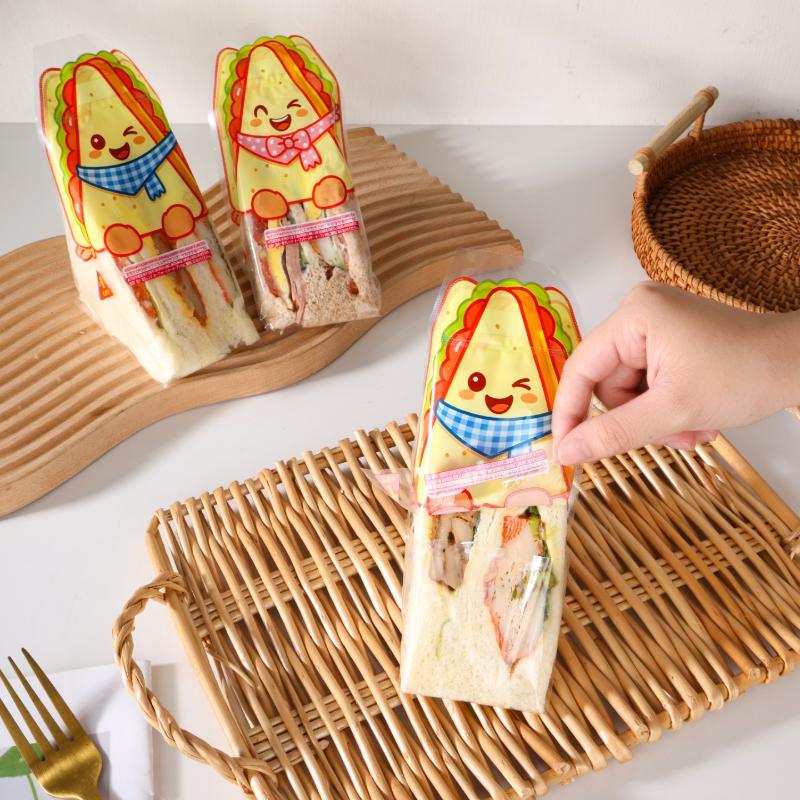 Triangular Sandwich Packaging Paper Leak-Proof Clear Bags 20/100 PCS for Morning Breakfast Sandwich Toast Wrapping