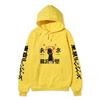 Tokyo Revengers Hoodie with Ryuguji Ken Print, Long Sleeve Pullover Sweatshirt, Anime Street Casual Unisex Sweatshirt with Japanese Text Sleeves