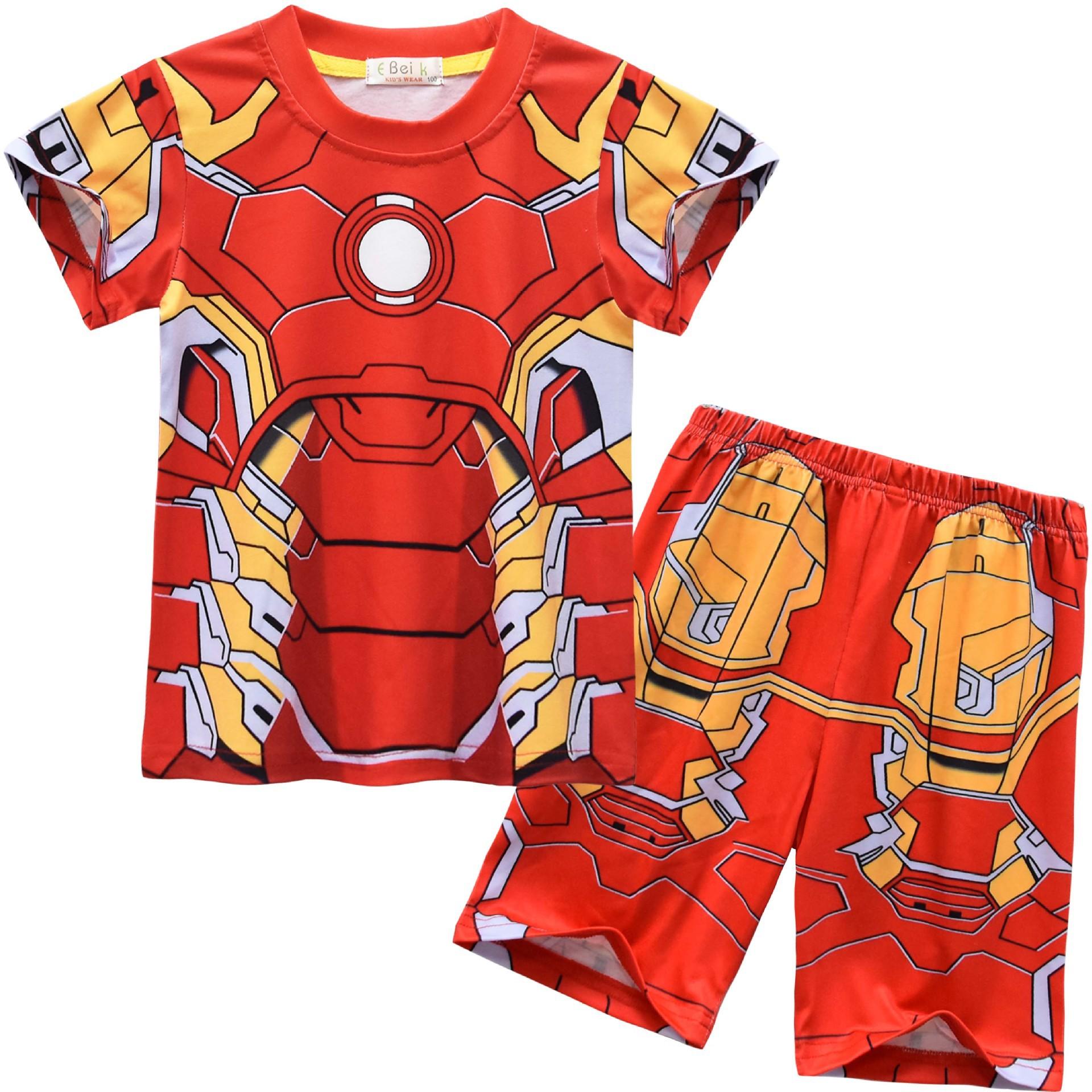 

Digital Printing, Iron Man, Middle-Aged And Older Children S Loungewear Short Sleeves + Shorts Set 92252 110