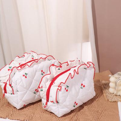 Cherry Printed Cherry Cosmetic Bag with Zipper Wash Storage Bag Creative Toiletry Organizer  Travel