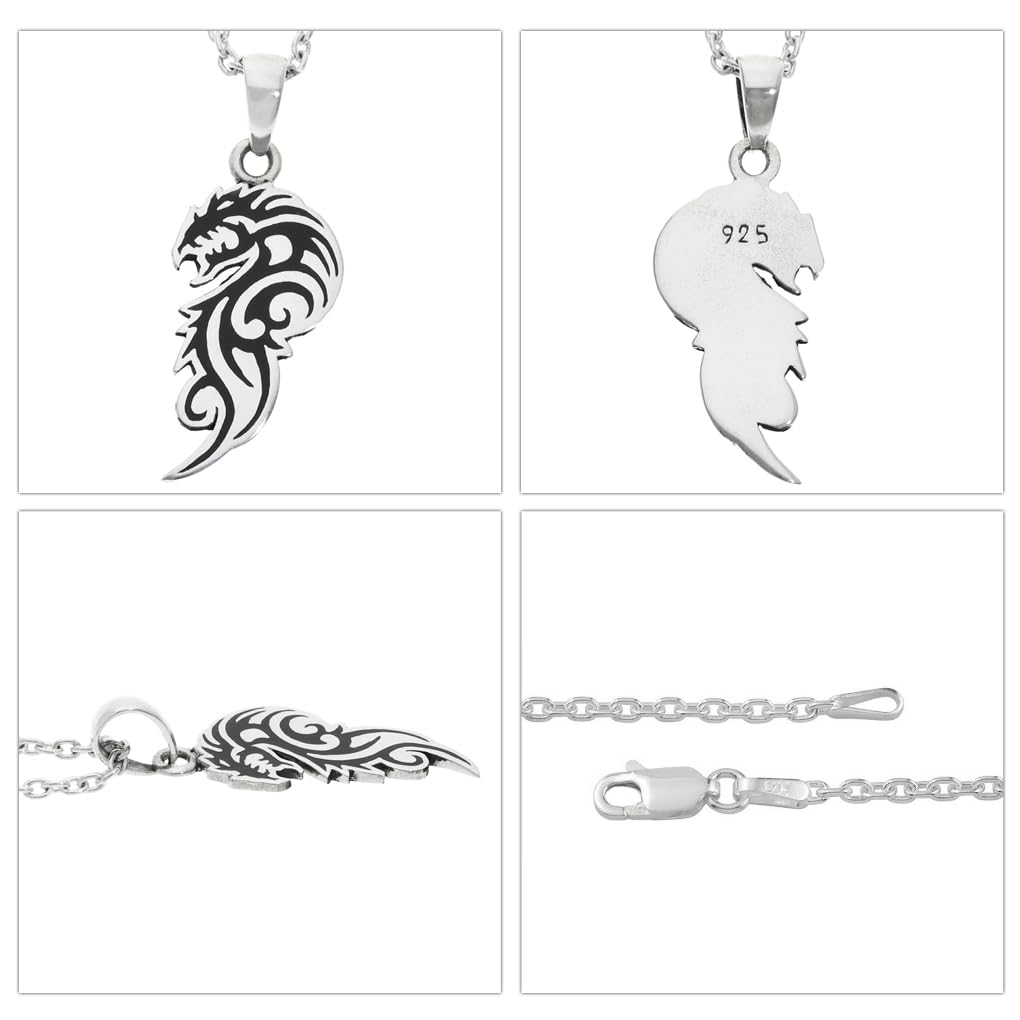 [Shinjuku Gin no Kura] Plemienny Smok Płyta Srebro 925 Wisiorek (Bez łańcucha) Zawieszka z motywem smoka dla mężczyzn