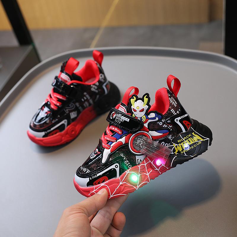 Boys Cartoon Light Shoes Fashion Light Shoes Spring and Autumn Children with Light Sneakers