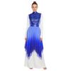 Womens Worship Praise Dance Dress Shiny Sequine Sleeveless Bodice Gradient Mesh Irregular Hem Lyrical Costume