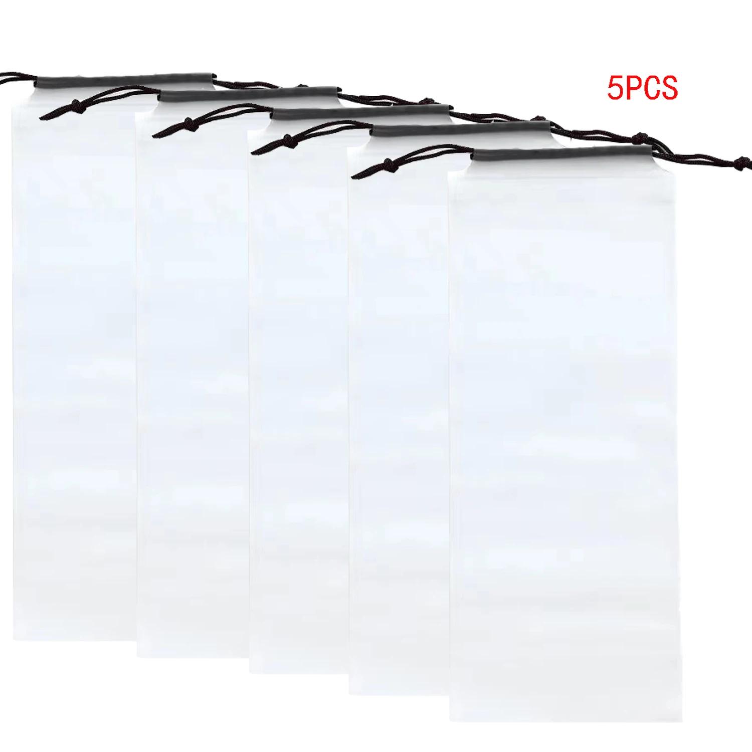

5 шт. полупрозрачный пластиковый пакет сумка для хранения зонтика 33X13 см многоразовый чехол для хранения зонтика с завязкой домашний органайзер для хранения