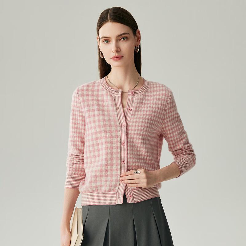 Zhaojun Women's 100% Cashmere Plaid Cardigan