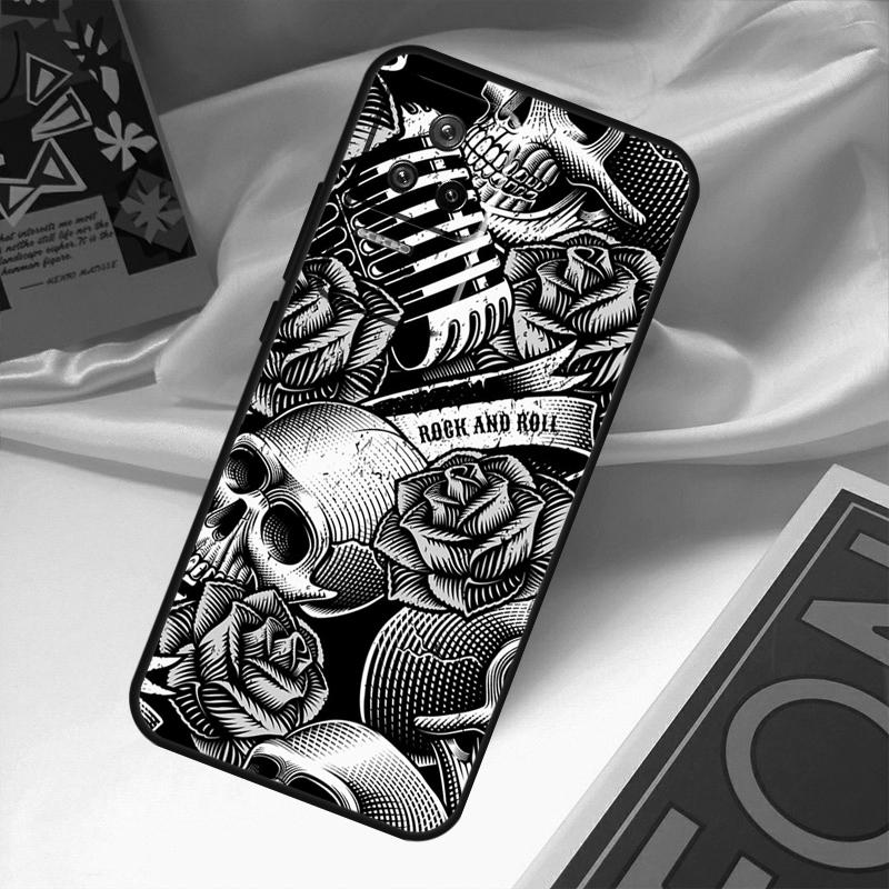 Rock and Roll Skull Funda For POCO M6 Pro X3 X4 X5 X6 M5s F3 F5 Xiaomi 13T Pro 12T 11T 12 13 Lite 14 Ultra Case