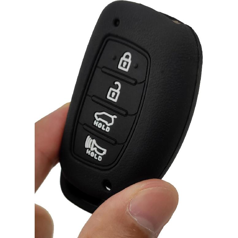Silicone Protector Key Fob Cover Case fit for Hyundai Sonata Elantra Tucson Keyless Entry Key Fob (NOT Fit Flip Key) (Black2)