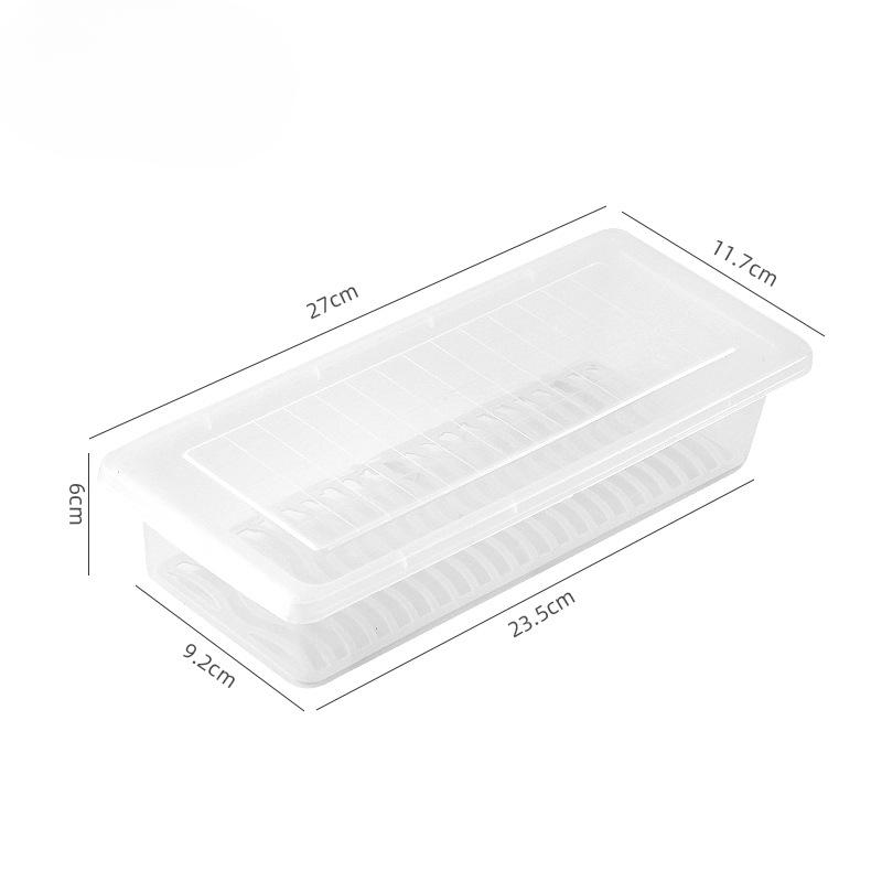 Refrigerator Storage Box Kitchen Food-grade Plastic Water-draining Preservation Box Rectangular Covered Meat Storage Box