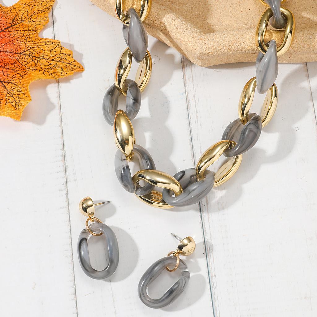 Bohemisk Kedja Kreativt Halsband Örhängen Kvinnor Chunky Choker Smycken Gåva