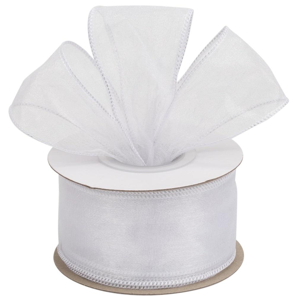 

2-inch white organza ribbon with wire - 20 yards clear decorative ribbon, suitable for gift wrapping, wedding decorations, crafts and DIY projects. 5 x 18M білий