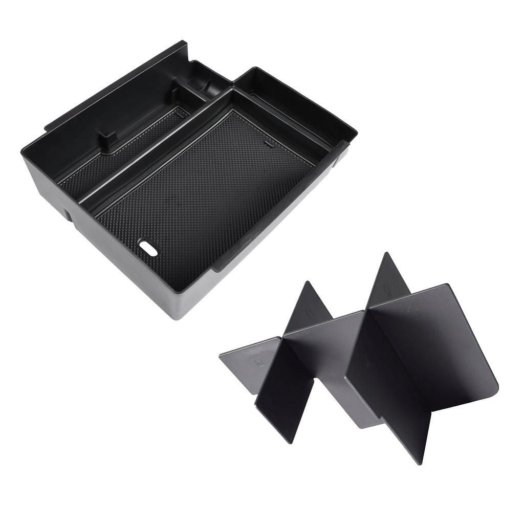 2PCS Center Console Organizer Set Compatible with 2010-2025 Toyota 4Runner Accessories Divider Armrest Tray Car ABS Storage Box