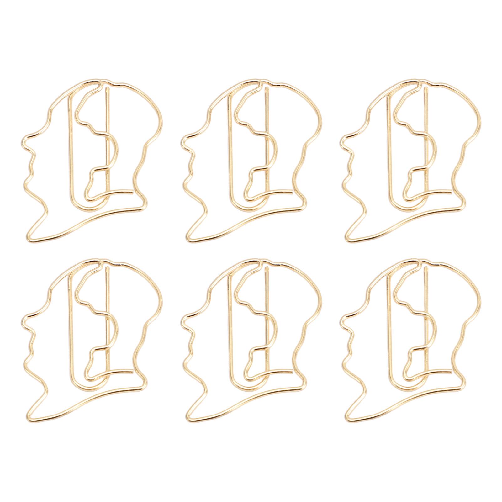 

100 шт. скрепок в форме головы, металлическая железная проволока, уникальная закладка, школьные канцелярские принадлежности, золото