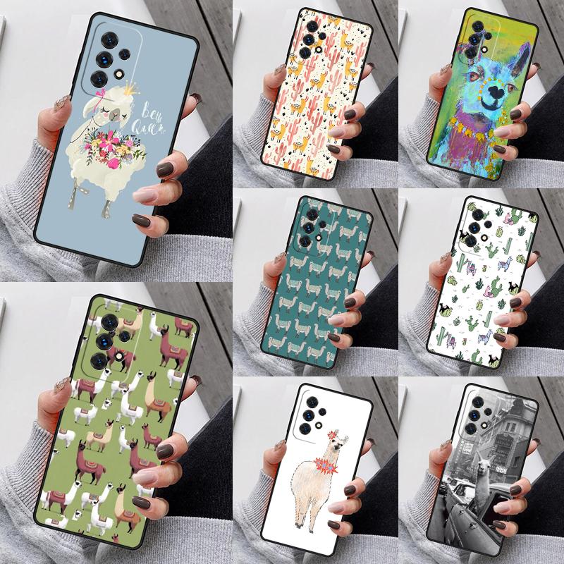 Llama Alpaca Pattern Phone Case For Samsung Galaxy S25 S23 S30 S21 S20 FE S24 S22 Note 10 20 S8 Plus Ultra Lite