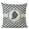 Blue Stripe Compass Boat Cushion Cover Nautical Style Decorative Cushions for Sofa Linen Pillow Case Home Decor Pillow Cover