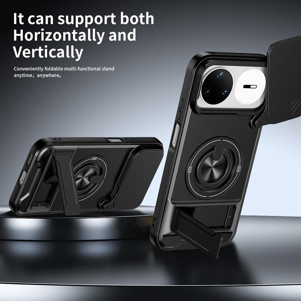 KEYSION Magnetic Phone Case for Huawei Nova 15 Pro Slide Camera Lens Protection Upright Kickstand 360° Ring Shockproof Back Cover