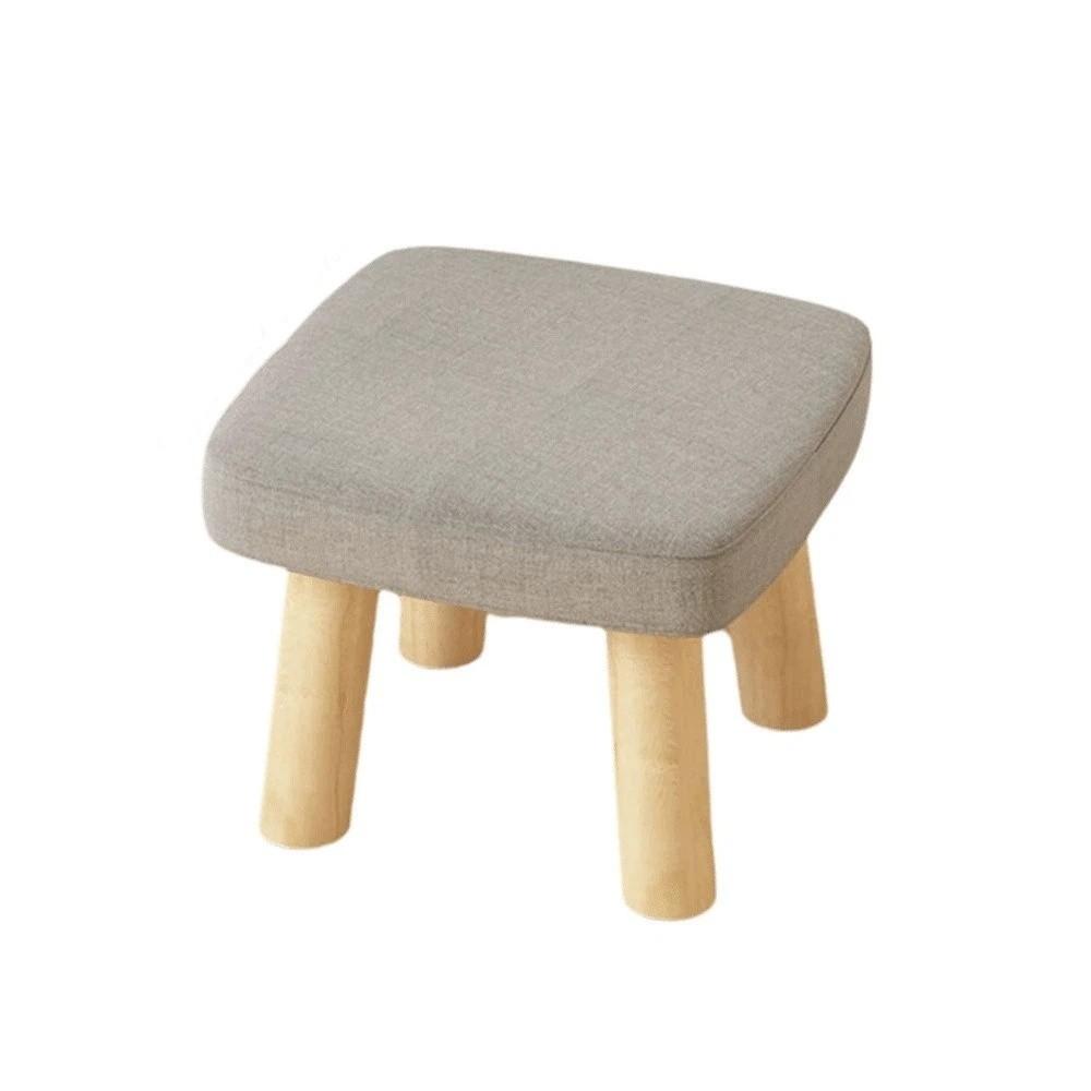 Non-Skid Solid Wood Small Foot Stool Wear-resistant Shoe Changing Chair Office Square 1 PC Gray