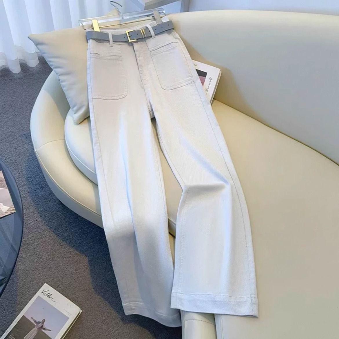 

Women s High Waist Morandi Gray Straight Leg Summer Jeans - Slimming & Stylish 4XL for 145-160 lbs