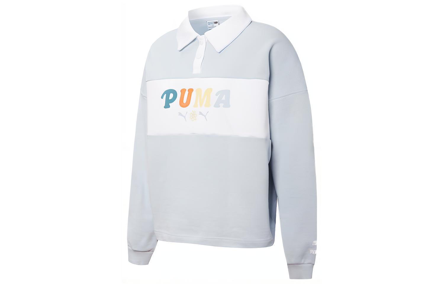 PUMA Polo Shirts Women s Ice Blue Polo Collar Moderate Mock Two Piece 536093-21 M