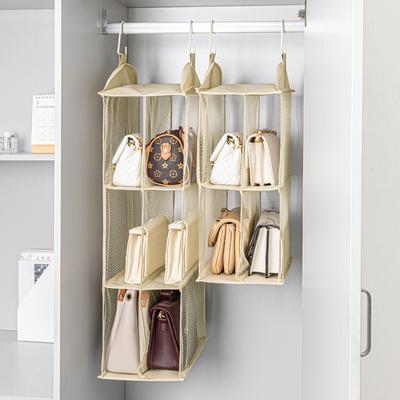 Double Layer Hanging Bag Storage Organizer for Closet Door Mount Space Saving Purse Handbag Holder Dust Proof Multifunctional Storage Pockets