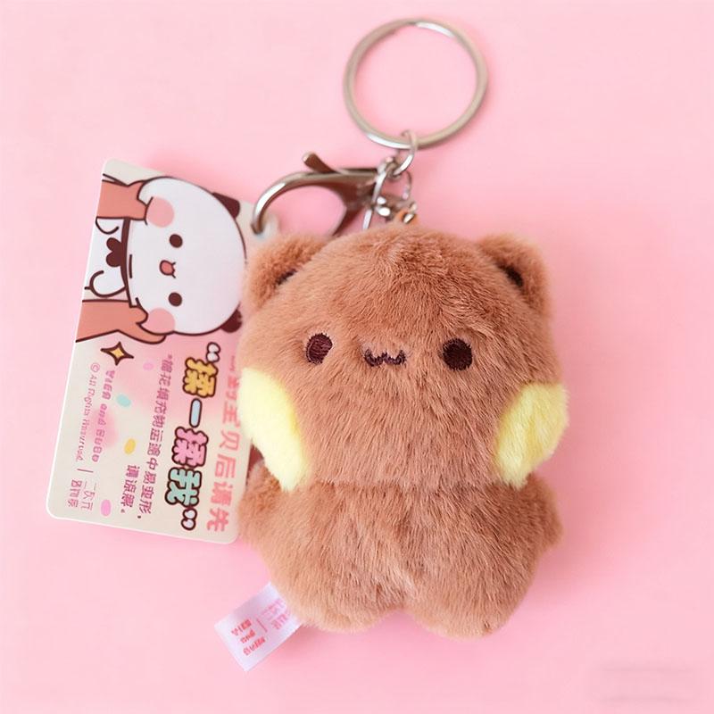 / Cartoon Panda Bubu and Yier Keychain Pendant Dolls Cute Panda Bear Doll Keyring Handbag Decor Accessories Couple Gifts