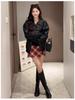 Women's A-line Plaid Retro Red Short Skirt - Autumn/Winter Petite Wool, Hip-hugging