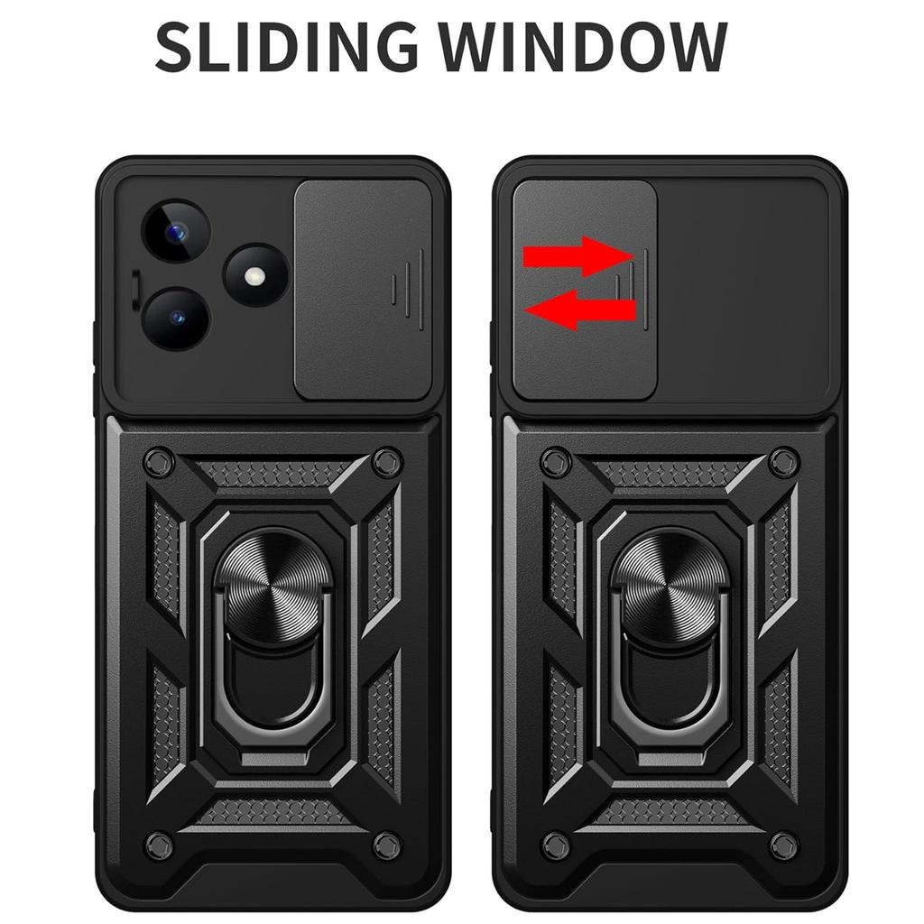 Military Armor Case For Realme C61 C63 C65 C67 4G Note 50 C55 C53 C51 Cover Lens Protection Ring Stand Holder Coque Fundas