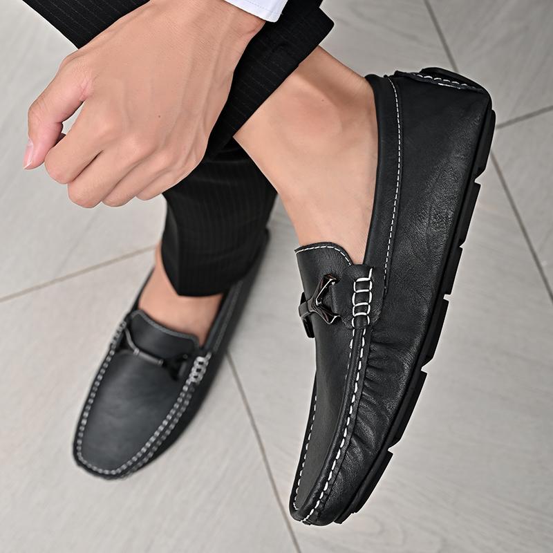 All-match Male Moccasins Flats Genuine Leather Men Shoes Casual New Brand Formal Mens Loafers Breathable Slip on Male Boat Shoes