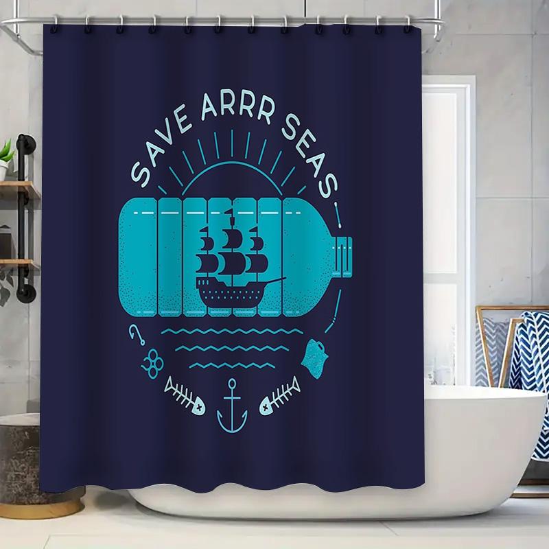 

Nautical Ship Shower Curtain Ocean Sea Anchor Vintage Bathroom Decor Waterproof Fabric Panel W60H190(CM)-1 Pcs