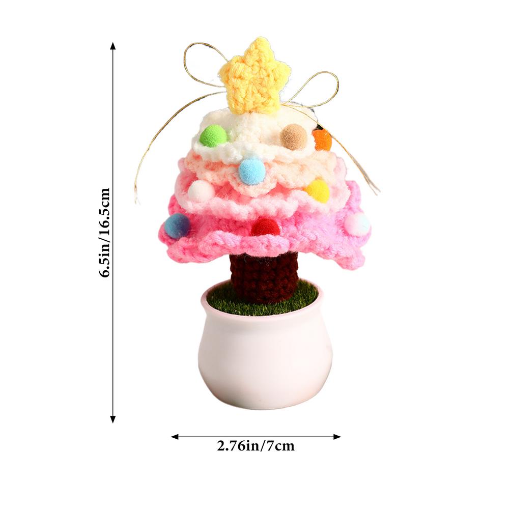 Knitted Christmas Tree  Portable Crochet Flowers Creative Knitted Ornament Handmade Artificial Flowers Crochet Christmas Decor