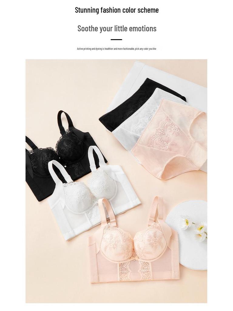 Adjustable Lace Bra - Women's Bust Enhancing, Anti-Side, Thin Cup