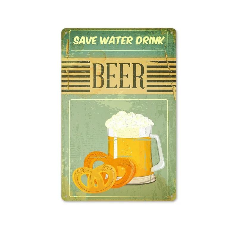 Metal Tin Sign Poster Beer Tin Sign Metal Plaque Poster for Bar Club Wall Decor Retro Home Bedroom Vintage Wall Plate Pendant