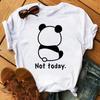 Cute Panda With Sunglasses Graphic Women T-Shirt Minimalist Black Line Animal Print Short Sleeve Casual Streetwear Tee