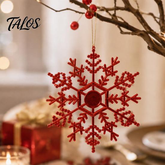 Christmas Ornaments for Porch Decorations 3Pcs Tree Snowflakes Ornaments, 10cm Glitter Hanging Plastic Snowflake Festive Atmosphere Winter Wonderland