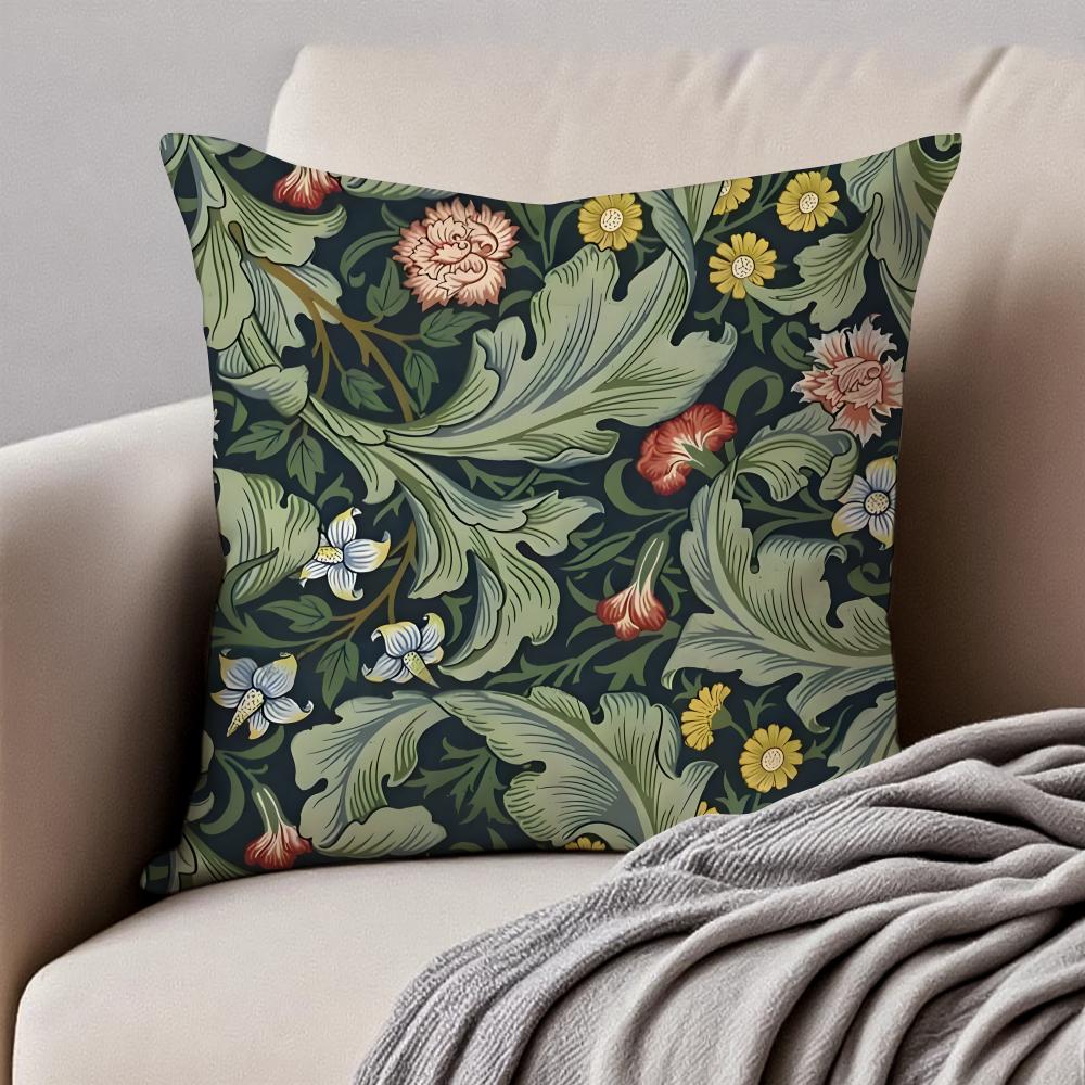 colourful Art WWilliam Morris Cushion Cover Pillowcase Antidustmite Invisible Zipper Short Plush Sofa Cushion