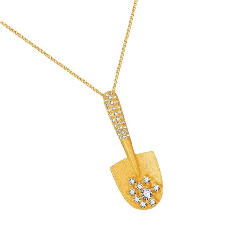 Elegante Collar de Pala de Amor con Acento de Diamantes Estilos Dulces Aleación Resistente Decoración para Mujeres Modernas