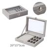 Velvet Divided Jewelry Storage Box with Clear Lid