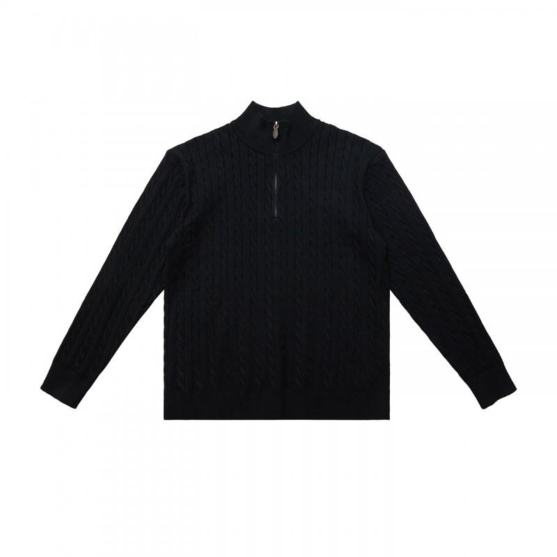 Classic Cable Knit Half-Zip Turtleneck Sweater Men Women Fall Winter Casual Loose Fit Pullover
