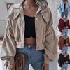Women Loose Lantern Long Sleeve Corduroy Casual Short Jacket Outerwear