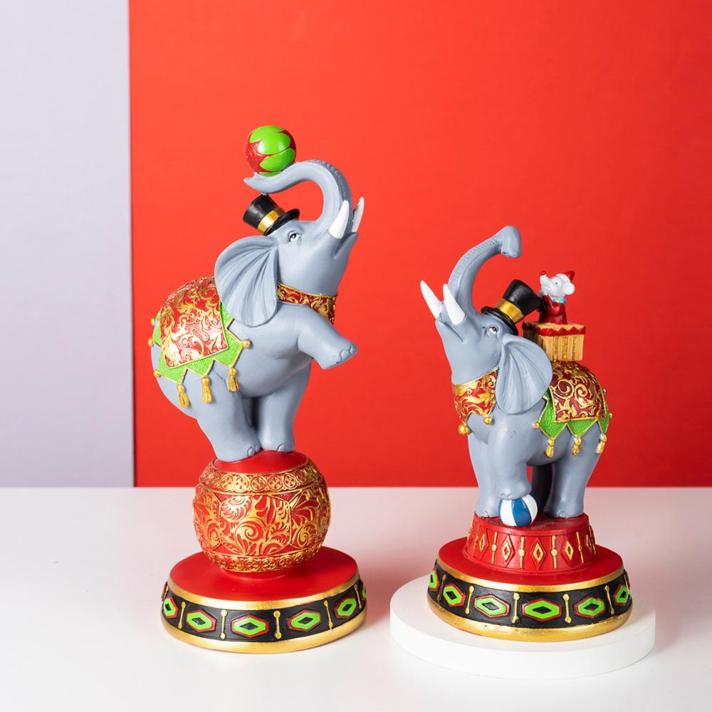 Latest Circus Elephant Ornaments Fine Home Use Living Room Wine Cabinet TV Cabinet Entrance Decoration Resin Crafts