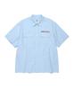 LEE Lettering Embroidered Pocket Short Sleeve Shirt Blue