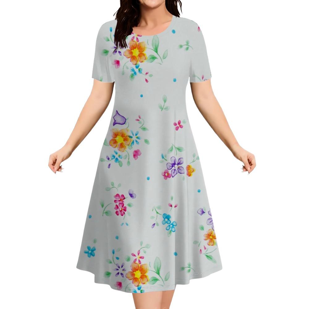 

Gradient Printing Women Mini Dress Summer Fashion Casual A-Line Party Dress Female Plus Size Loose Short Sleeve Dresses 6XL