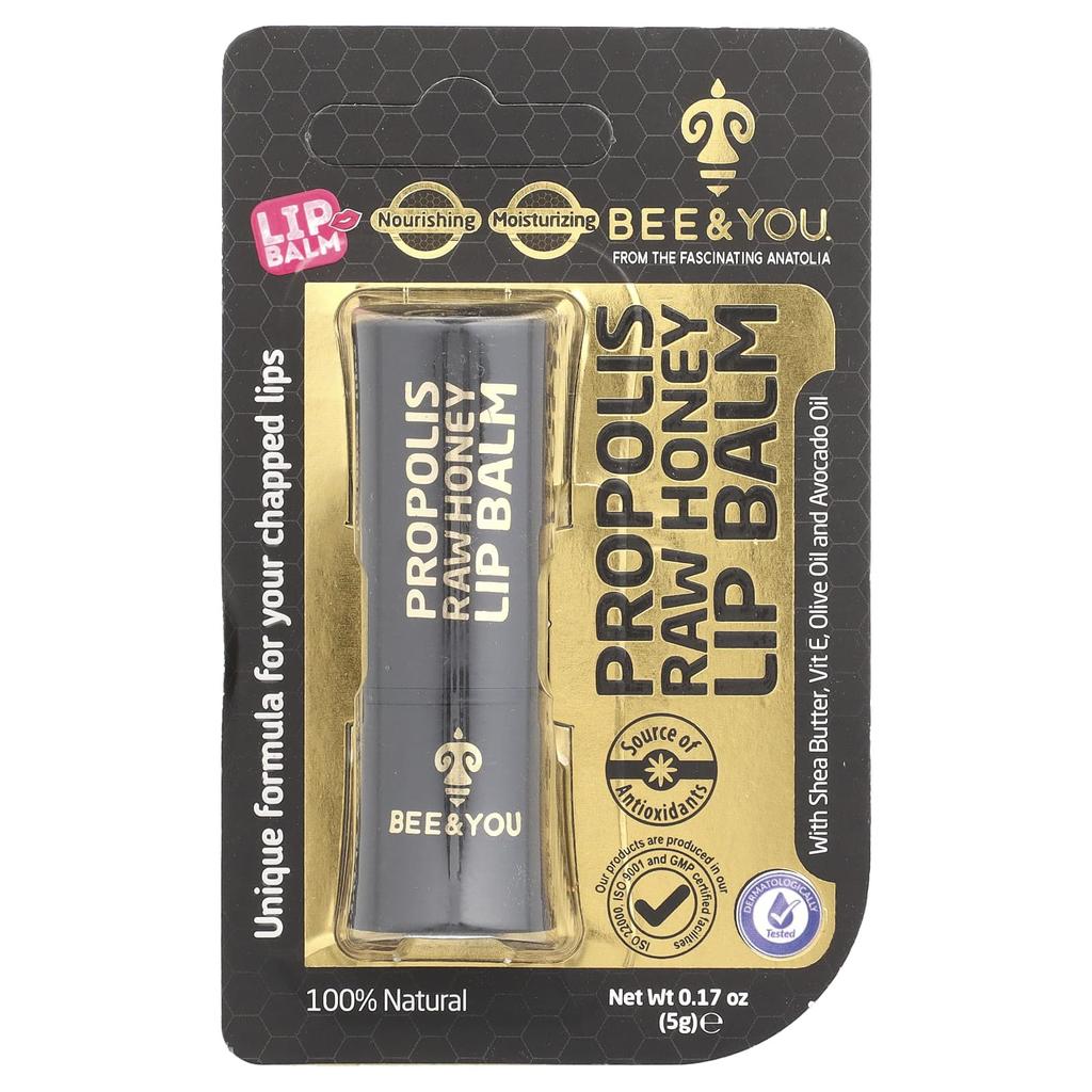 Bee & You, Propolis Raw Honey Lip Balm, 5G(0.17Oz)