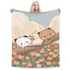 Bubu and Dudu Kawaill Couple Bears Blanket Fleece Cozy Super Soft Throw Blanket for Sofa Bedding Throws